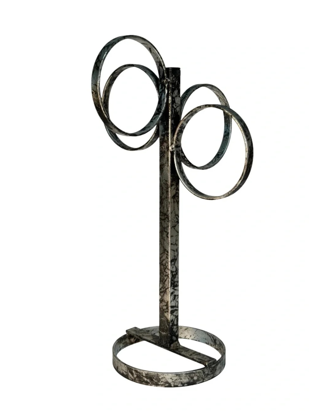Vintage Silver Metal Guest Towel Holder 4 Rings H'wood Regency, Florentine